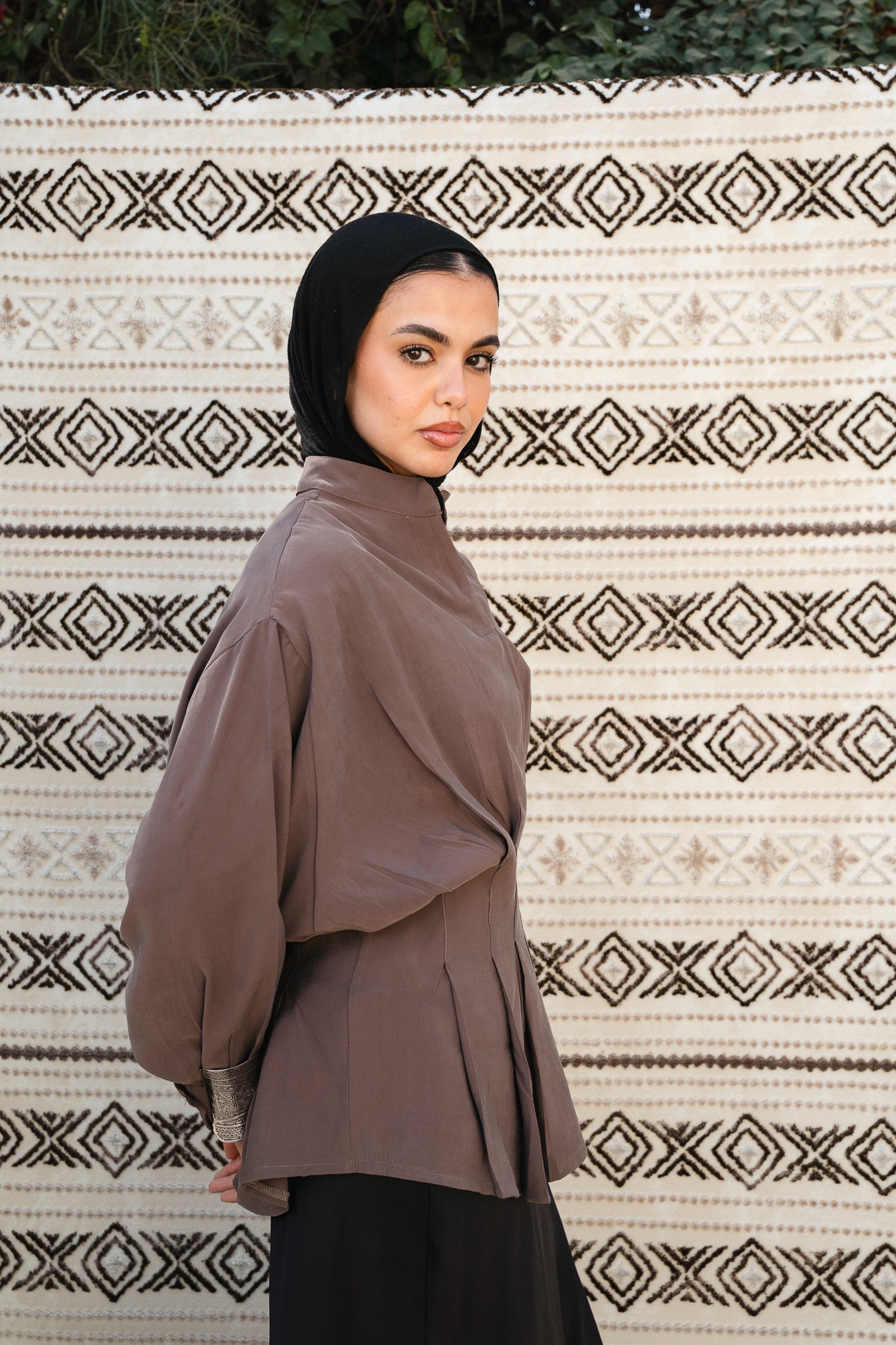 Leen Peplum Brown Blouse