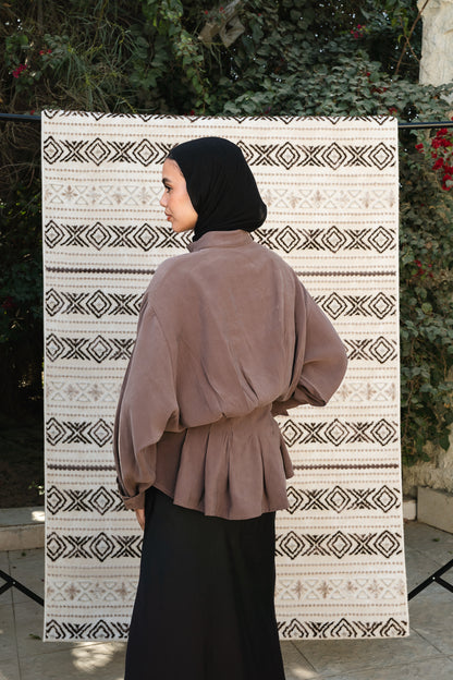 Leen Peplum Brown Blouse
