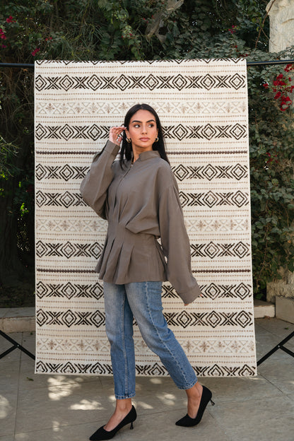Leen Peplum Olive Blouse