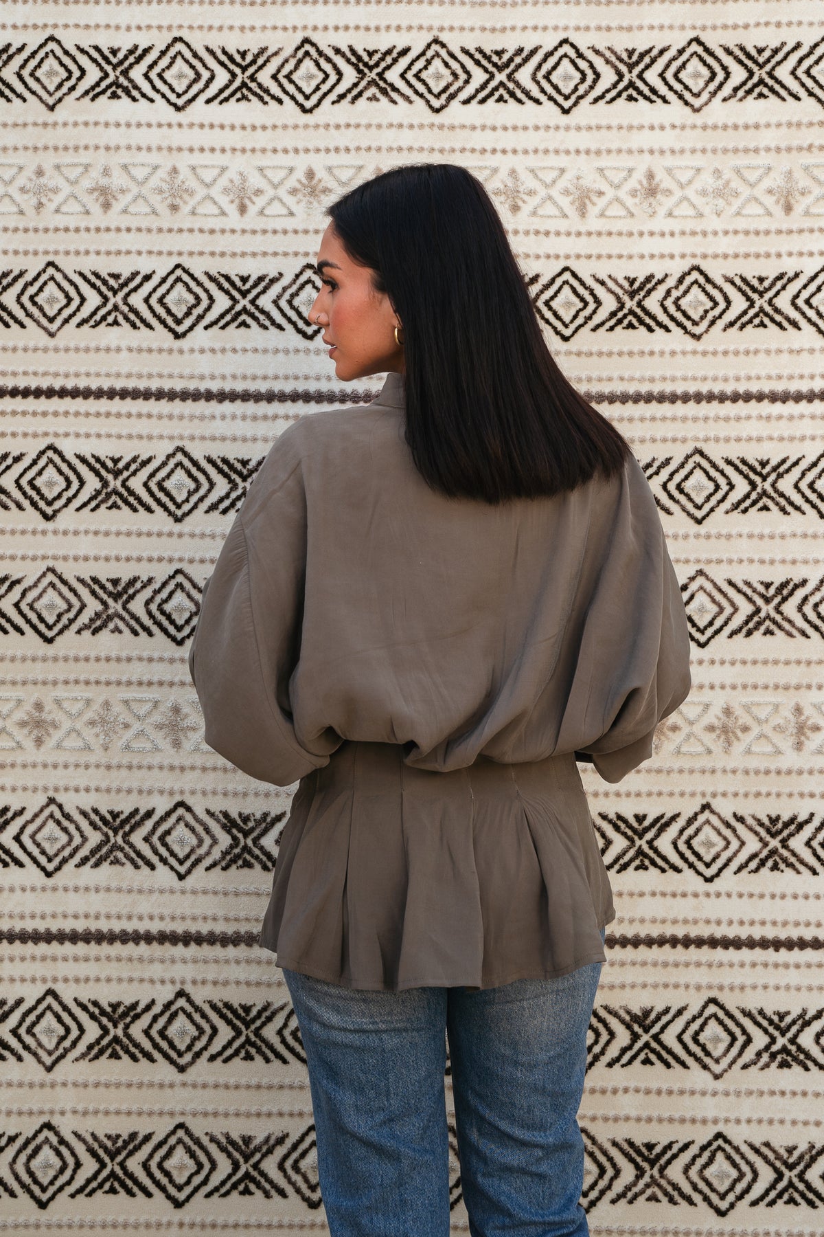 Leen Peplum Olive Blouse