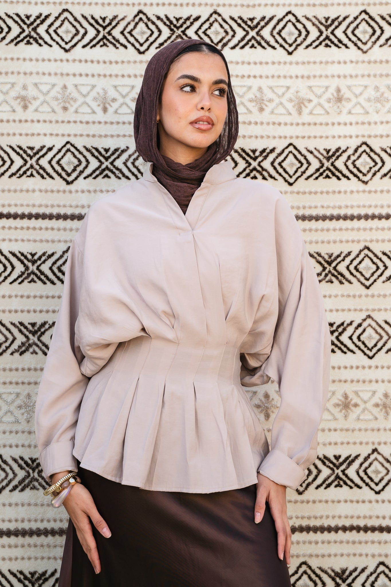 Leen Peplum Beige Blouse