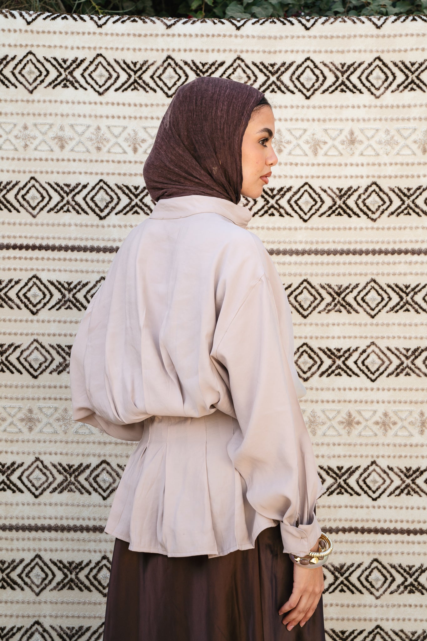 Leen Peplum Beige Blouse
