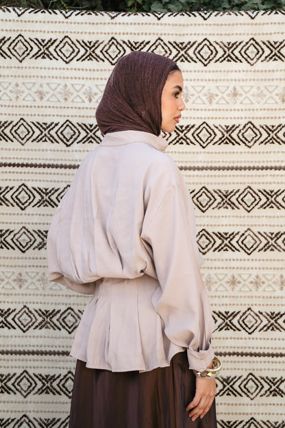 Leen Peplum Beige Blouse