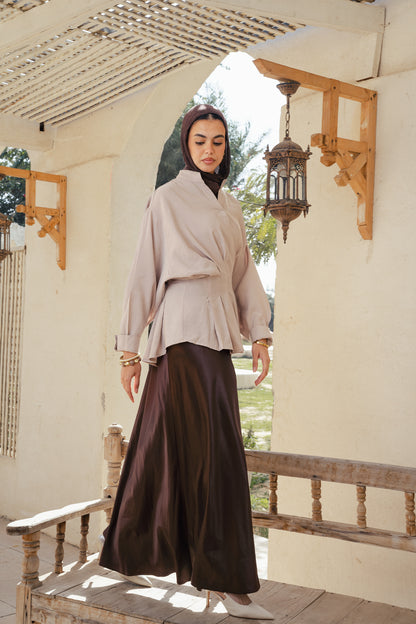 Leen Peplum Beige Blouse