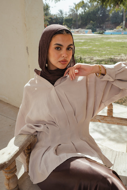Leen Peplum Beige Blouse