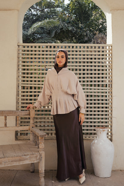 Leen Peplum Beige Blouse