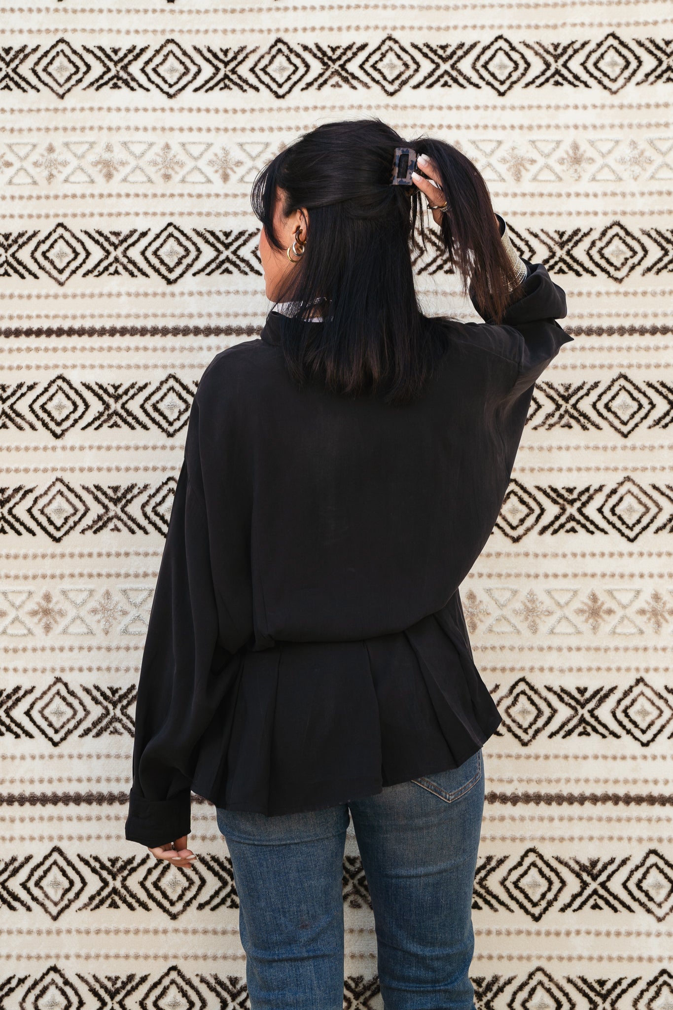 Leen Peplum Black Blouse