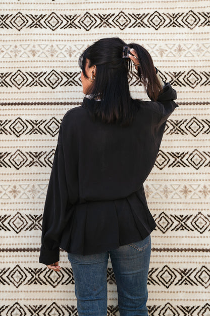 Leen Peplum Black Blouse