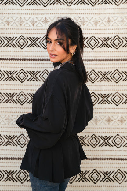 Leen Peplum Black Blouse