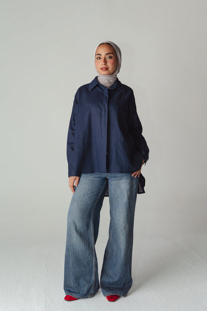 Airy Navy linen shirt