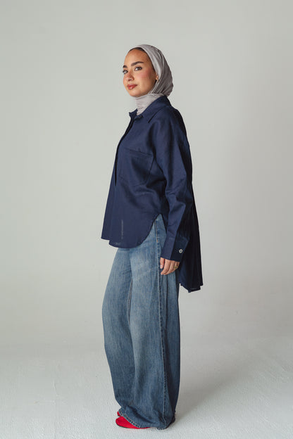 Airy Navy linen shirt