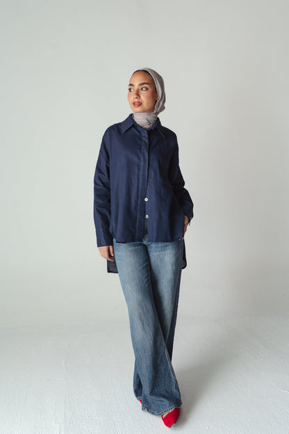 Airy Navy linen shirt
