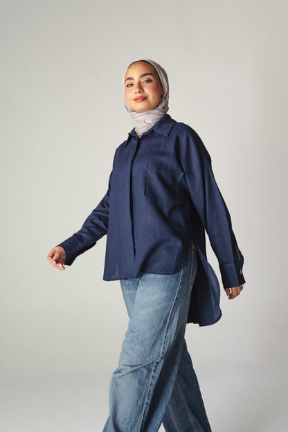 Airy Navy linen shirt