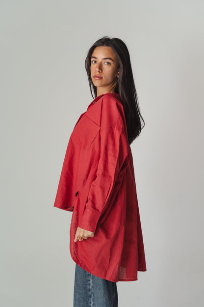 Airy Red linen shirt