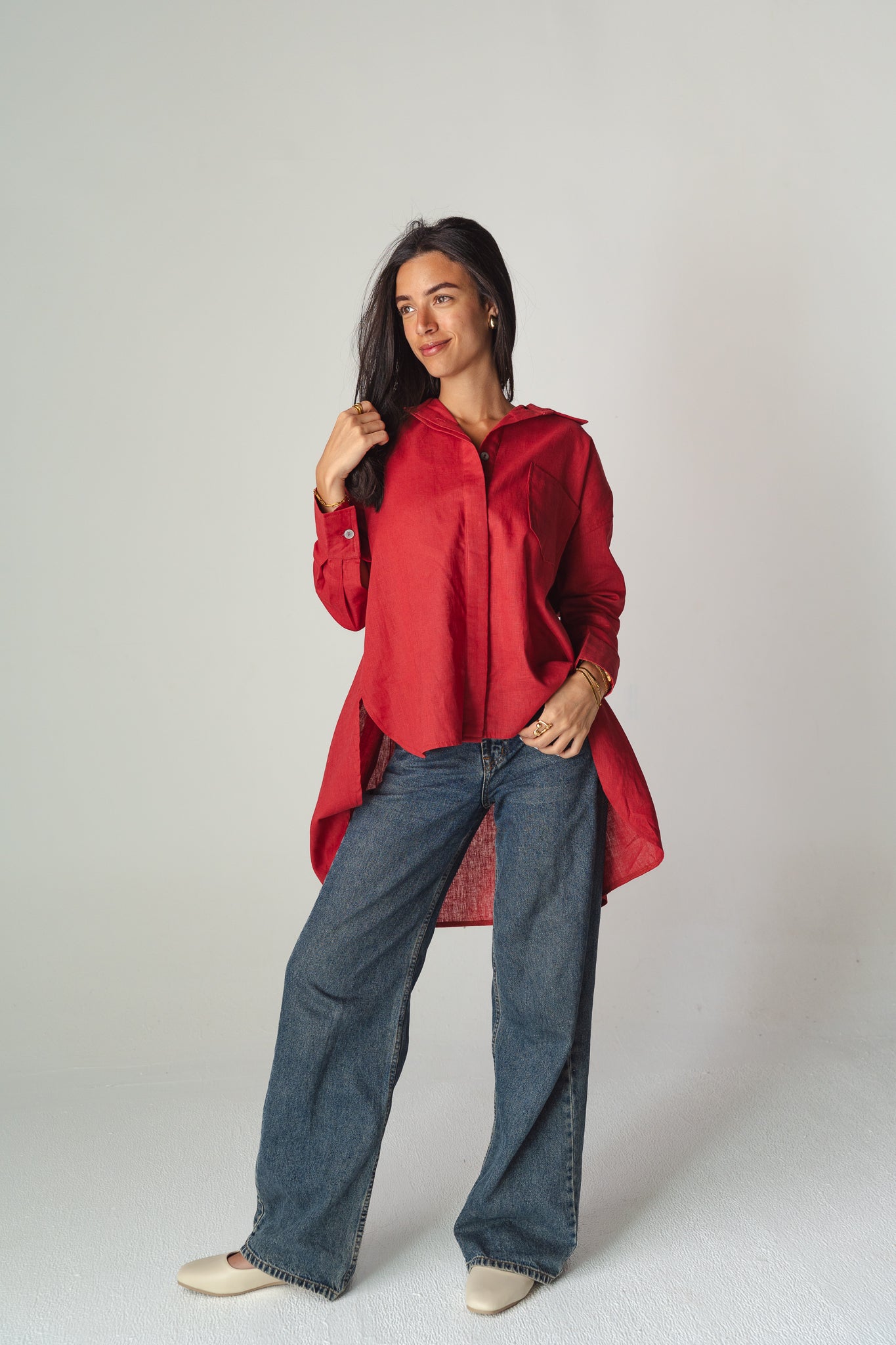 Airy Red linen shirt