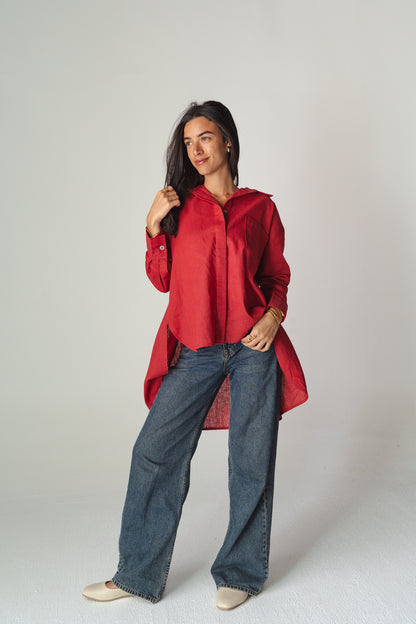 Airy Red linen shirt