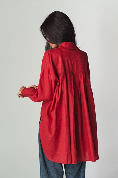 Airy Red linen shirt