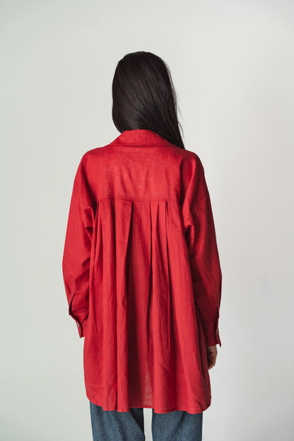 Airy Red linen shirt