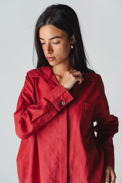 Airy Red linen shirt