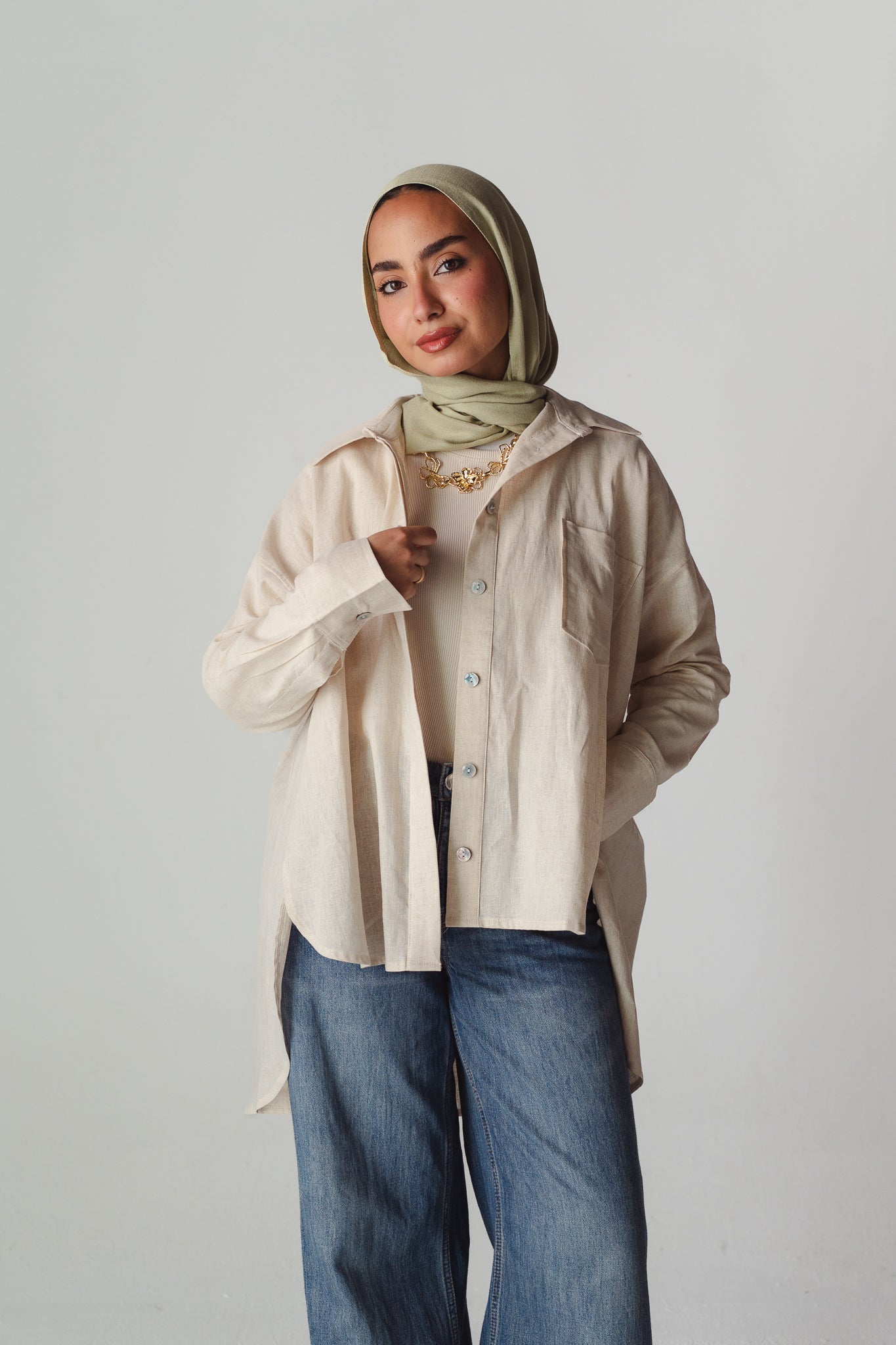 Airy Beige linen shirt