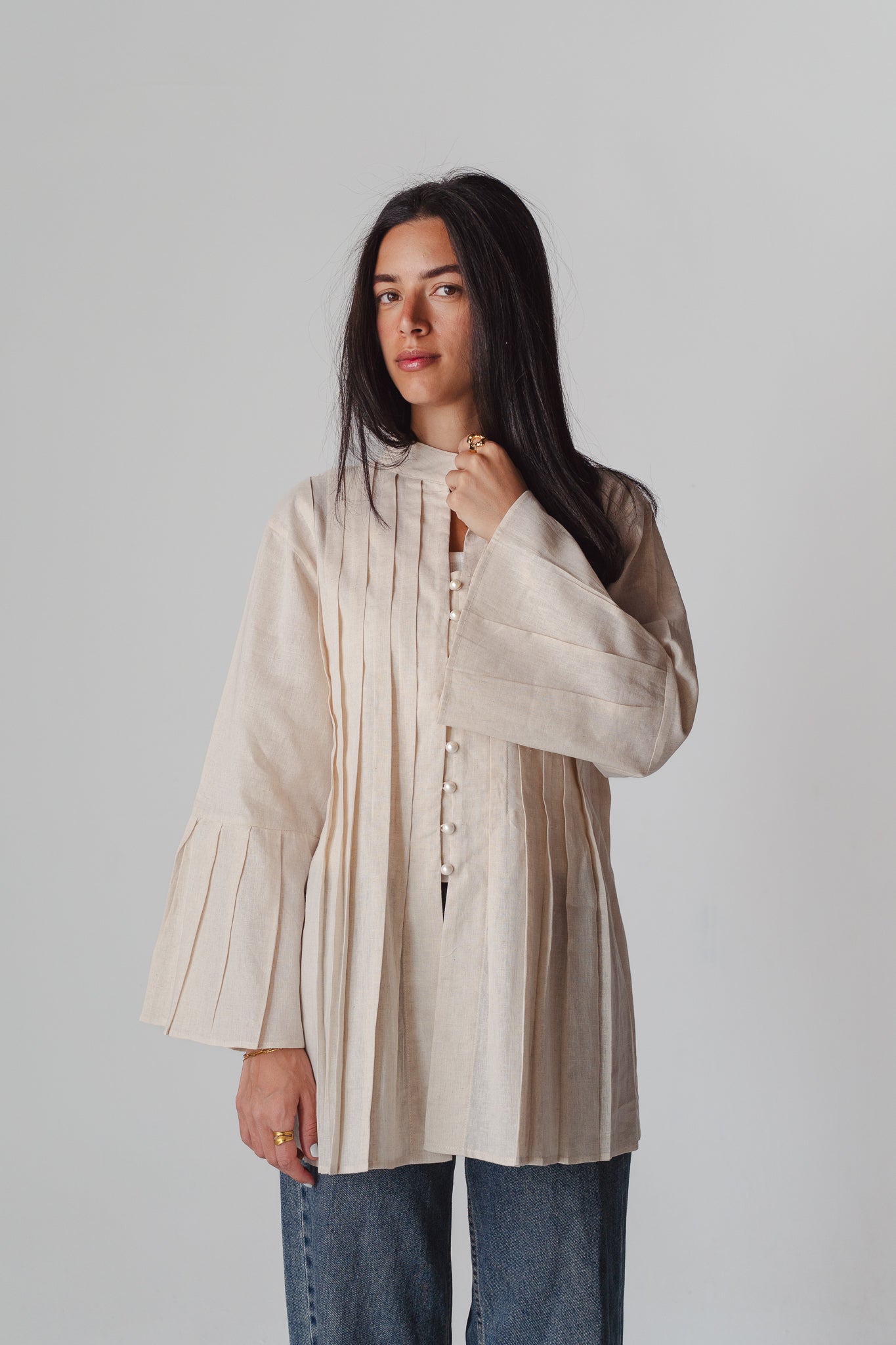 Bloom beige linen shirt