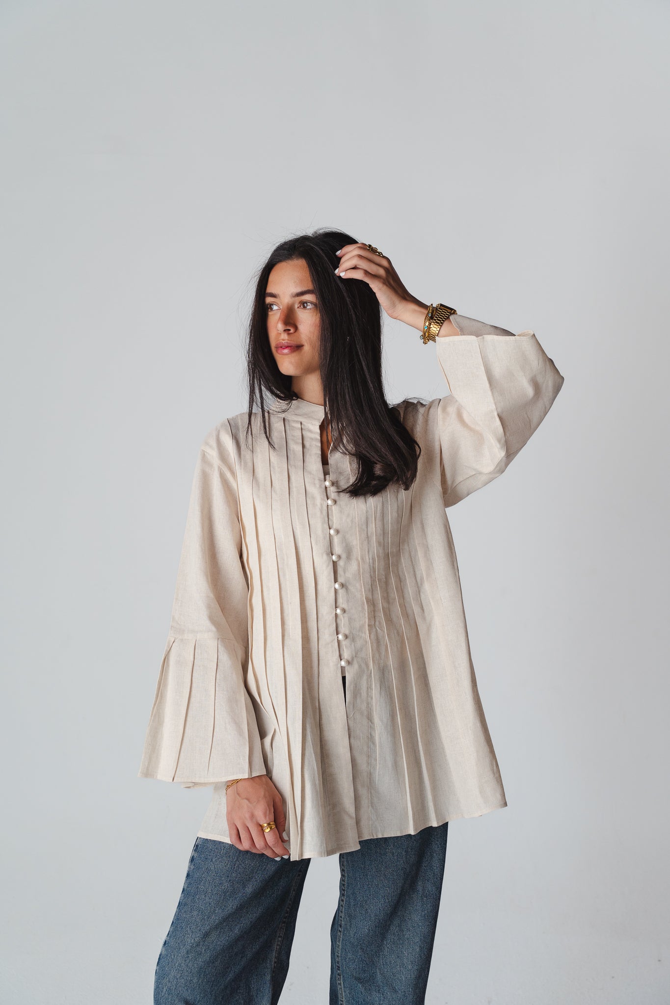 Bloom beige linen shirt