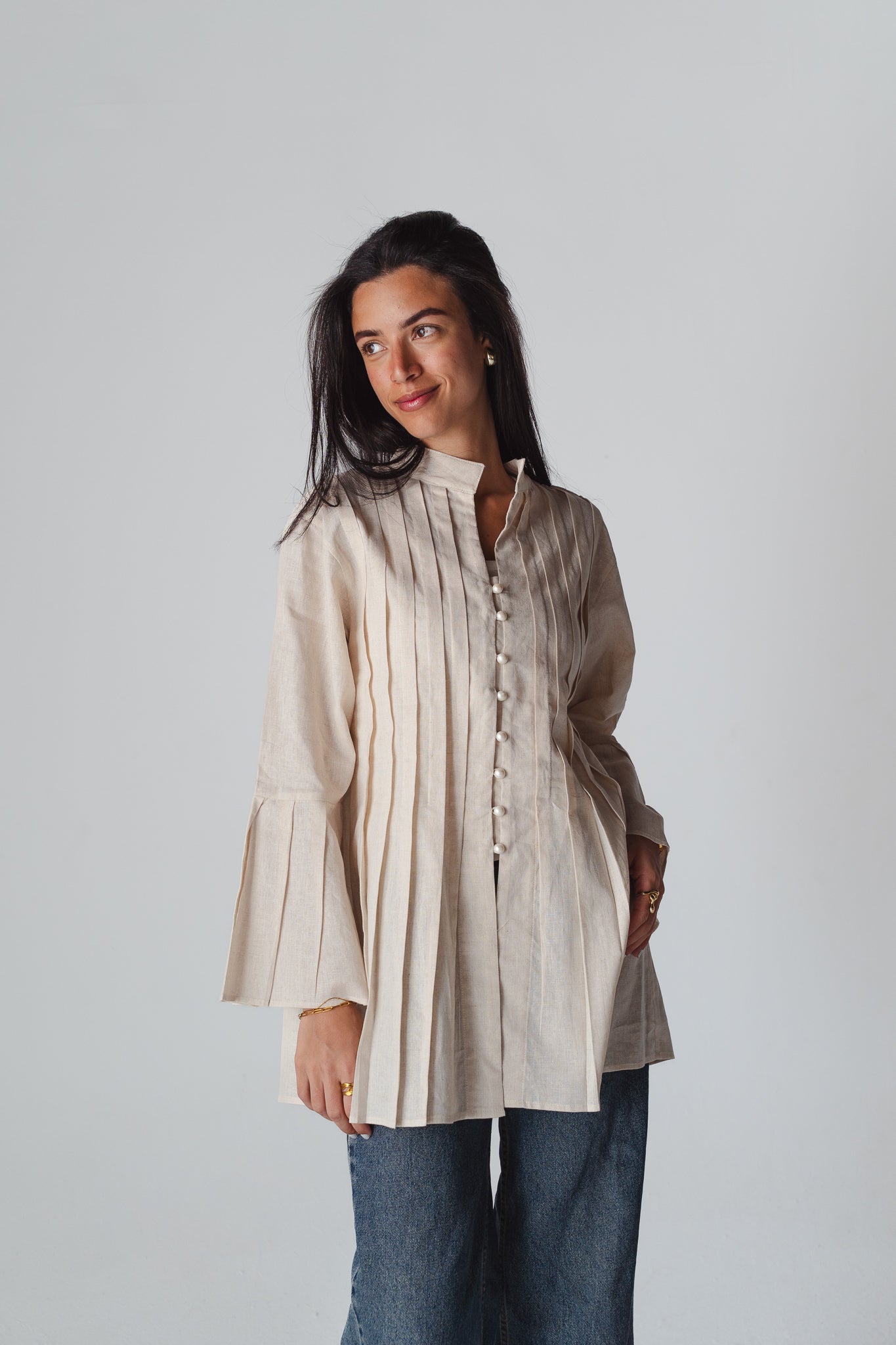 Bloom beige linen shirt