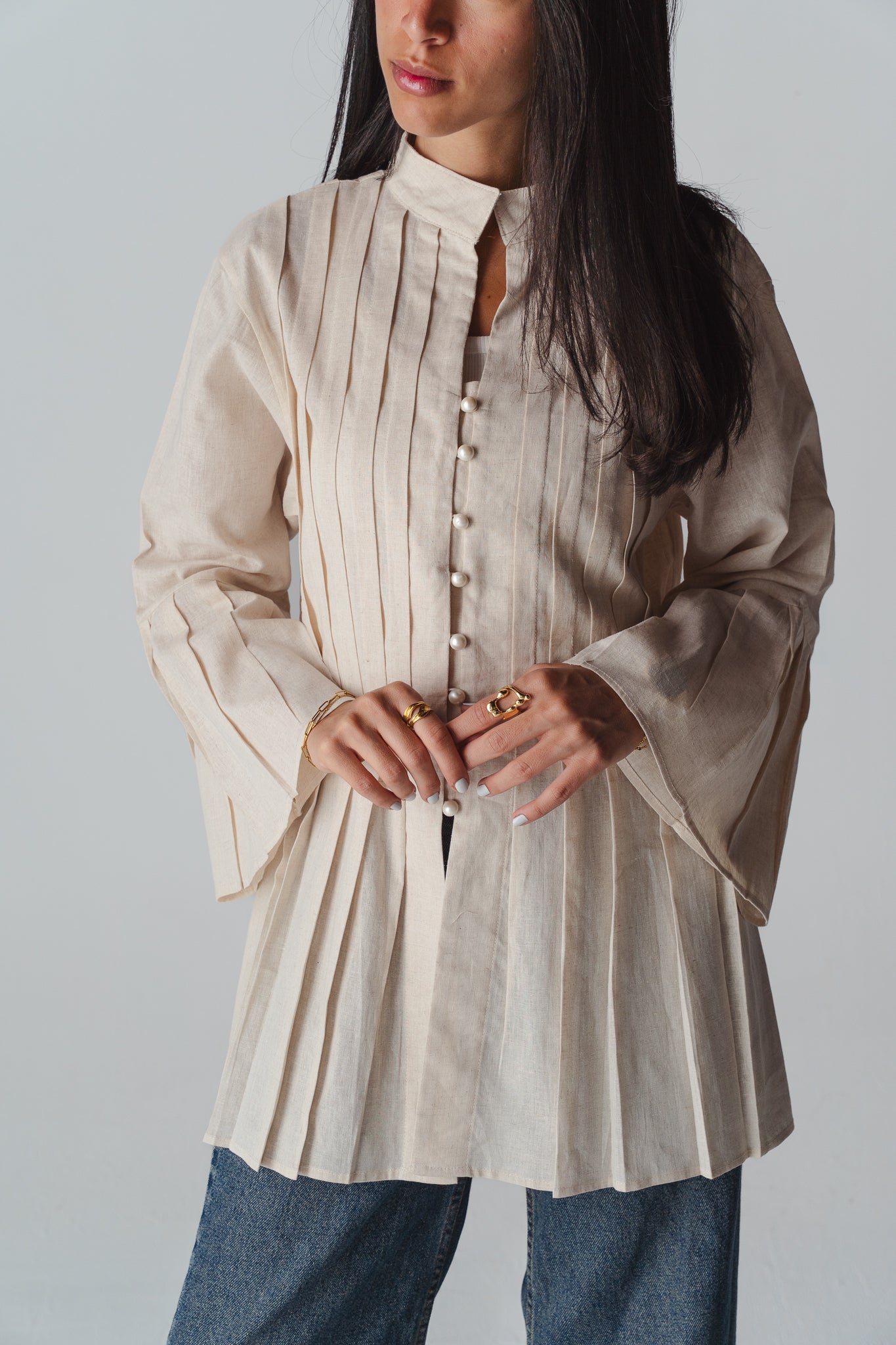 Bloom beige linen shirt