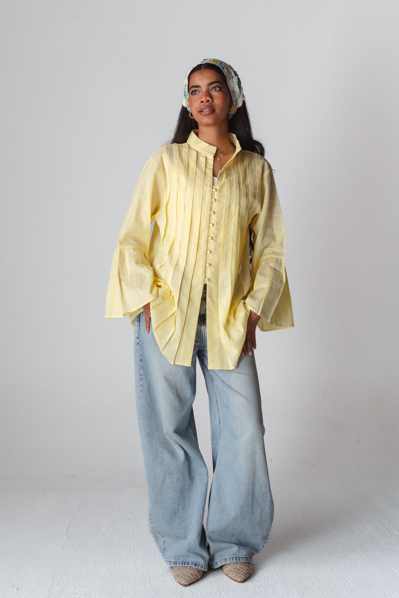 Bloom butter yellow linen shirt