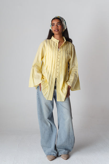 Bloom butter yellow linen shirt