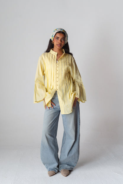 Bloom butter yellow linen shirt