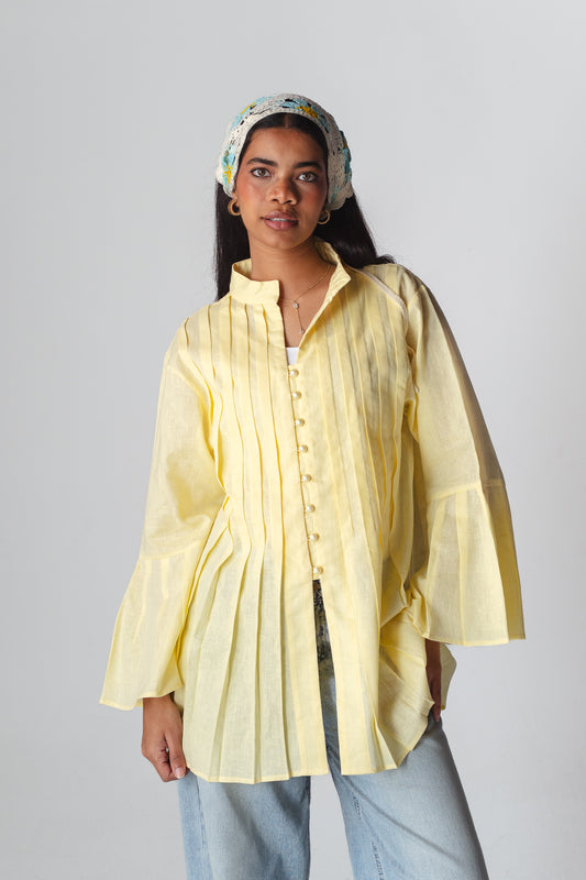 Bloom butter yellow linen shirt