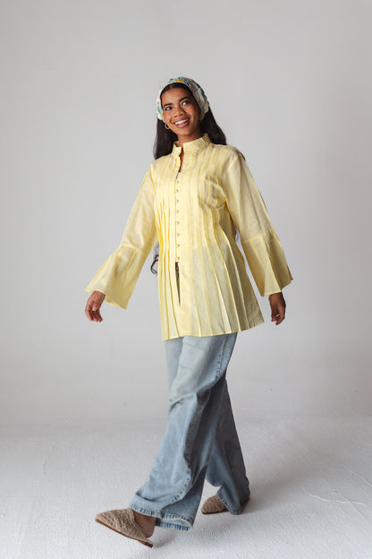 Bloom butter yellow linen shirt