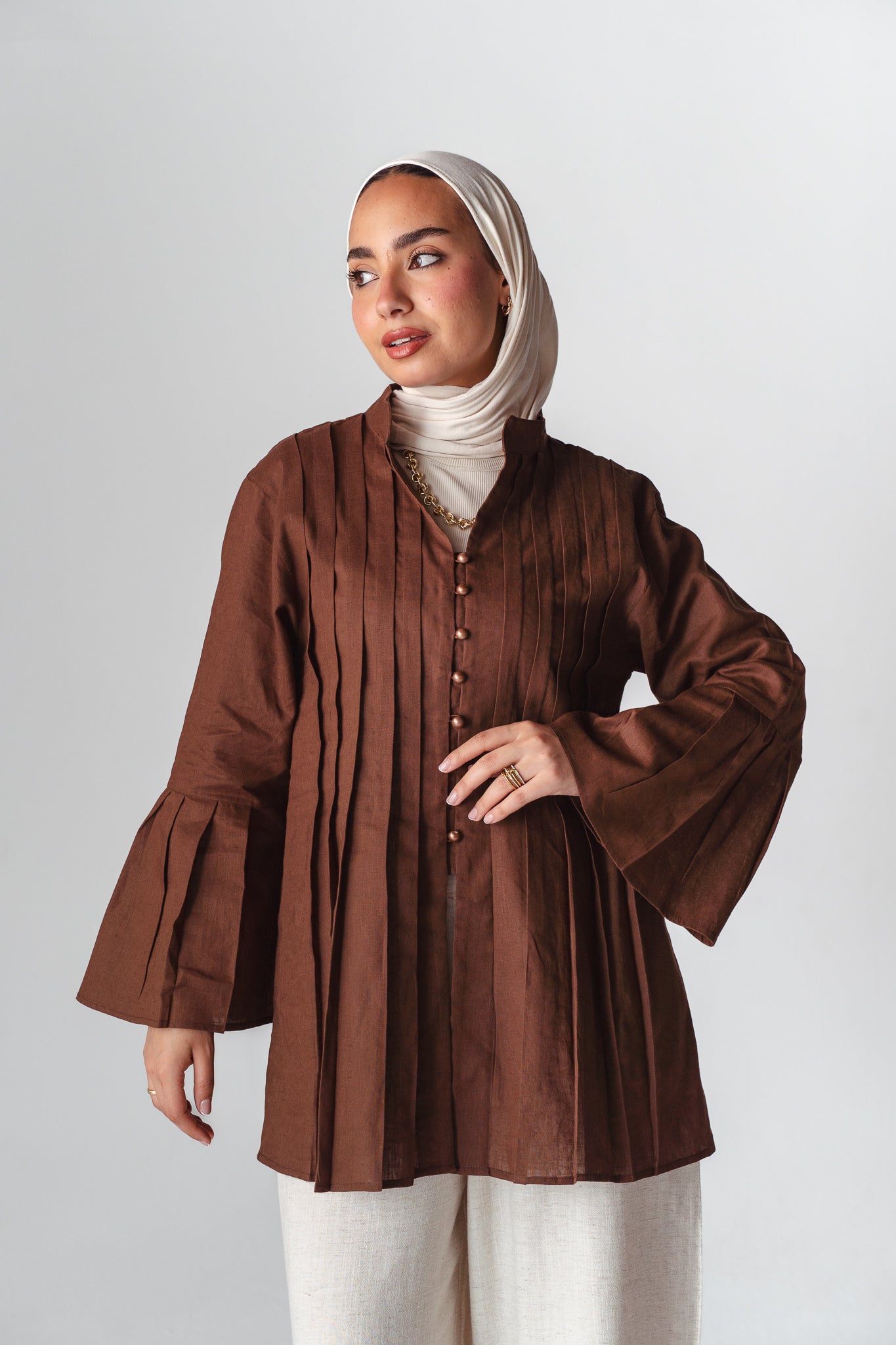 Bloom brown linen shirt