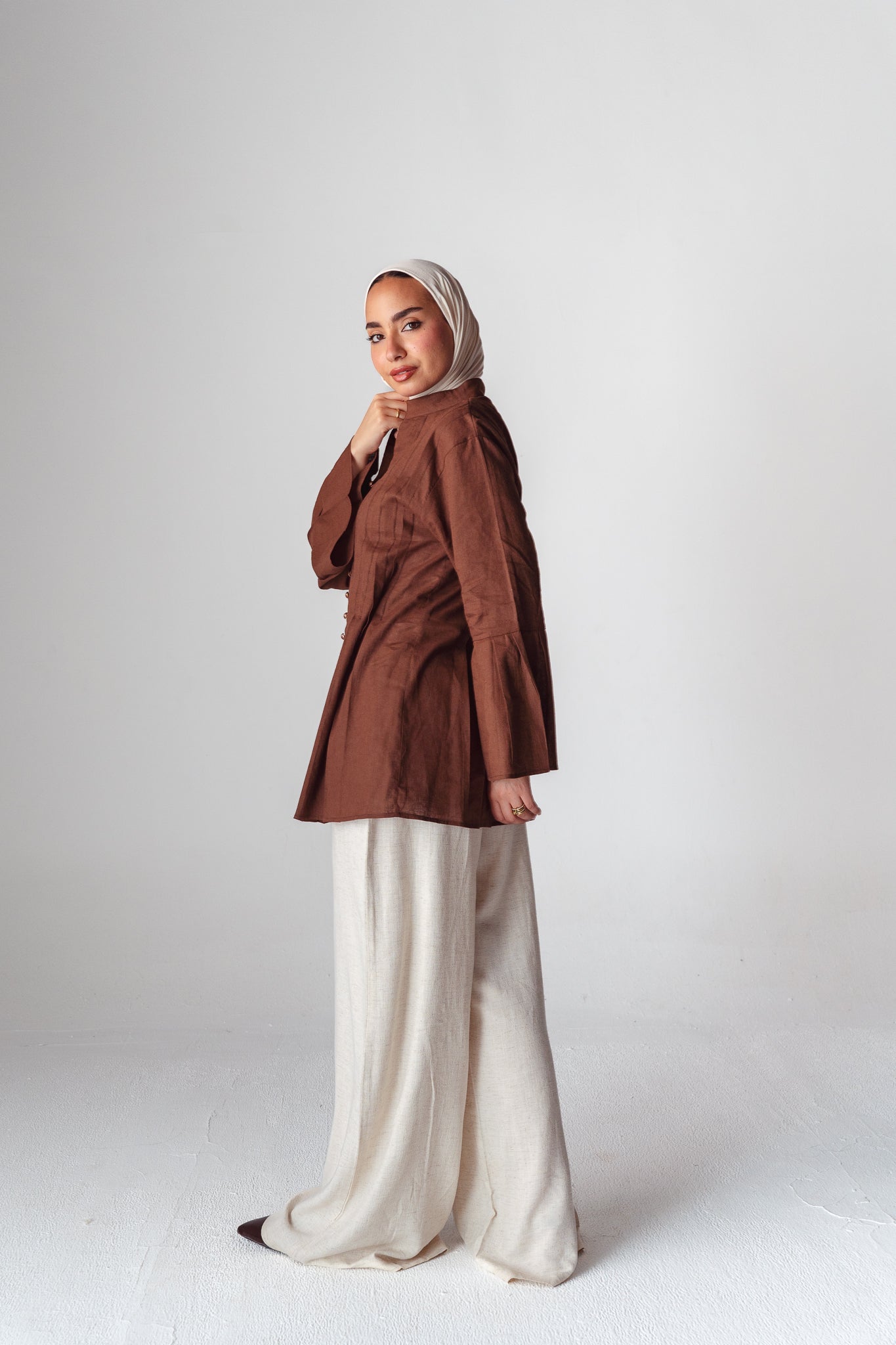 Bloom brown linen shirt