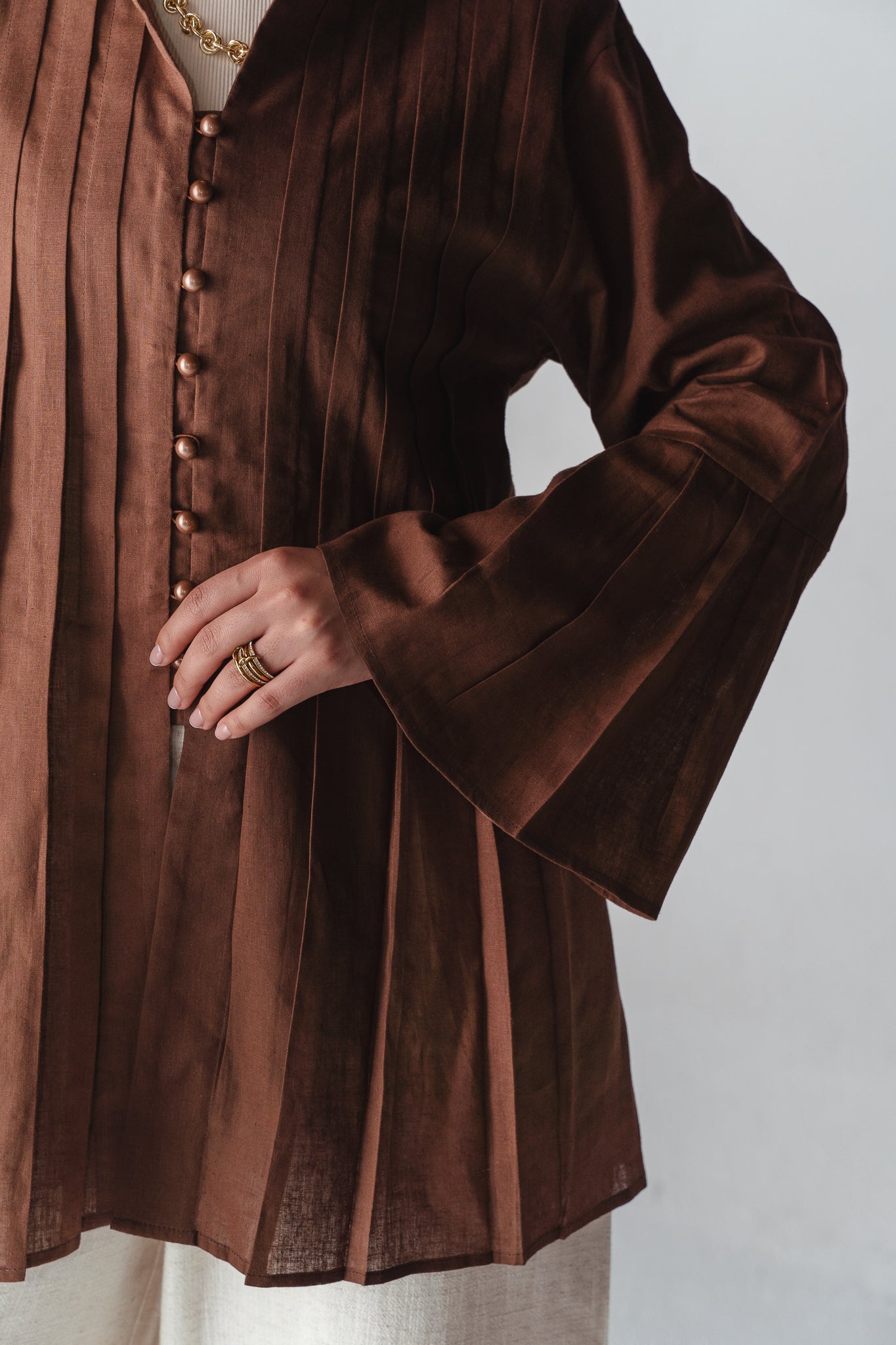 Bloom brown linen shirt