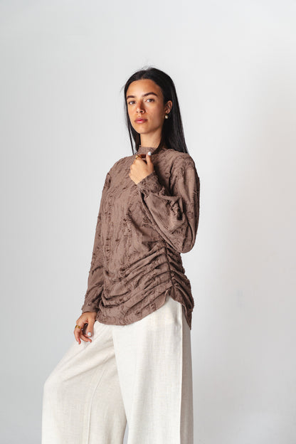 Drape brown blouse