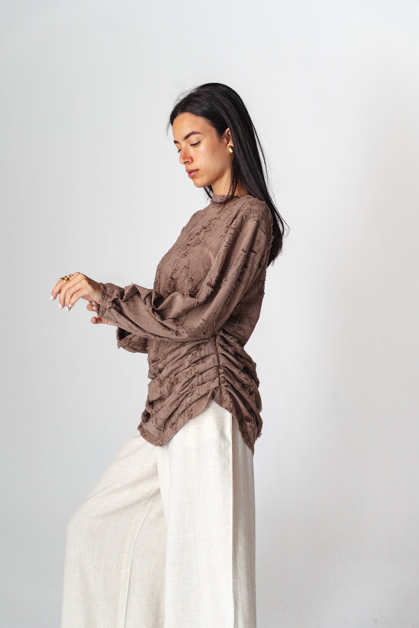 Drape brown blouse