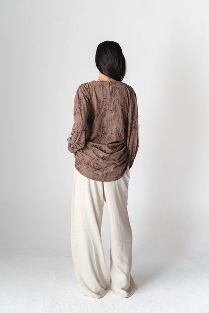 Drape brown blouse