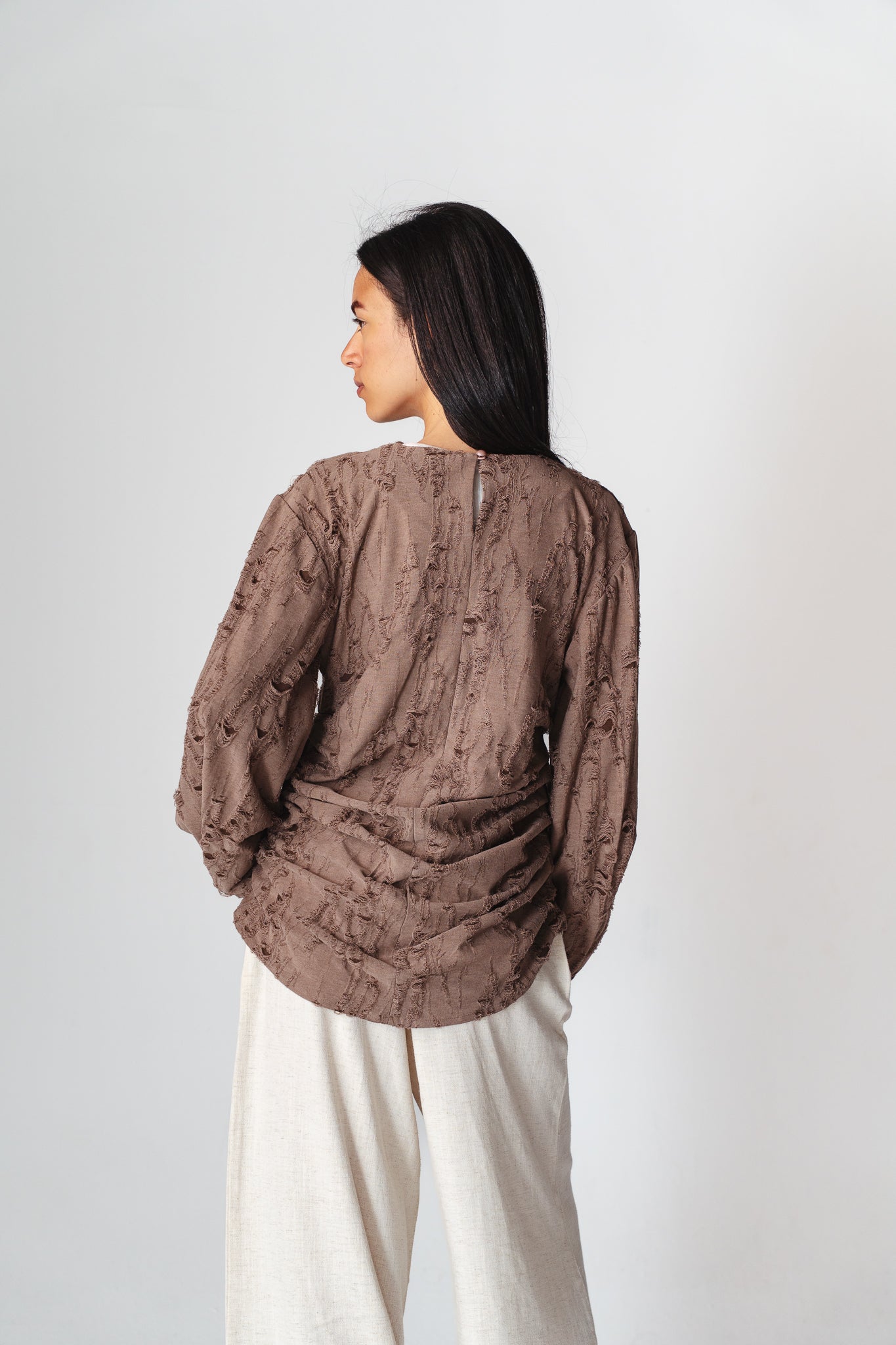 Drape brown blouse