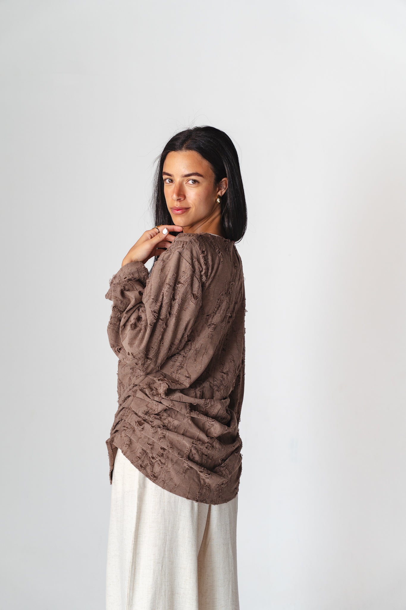 Drape brown blouse