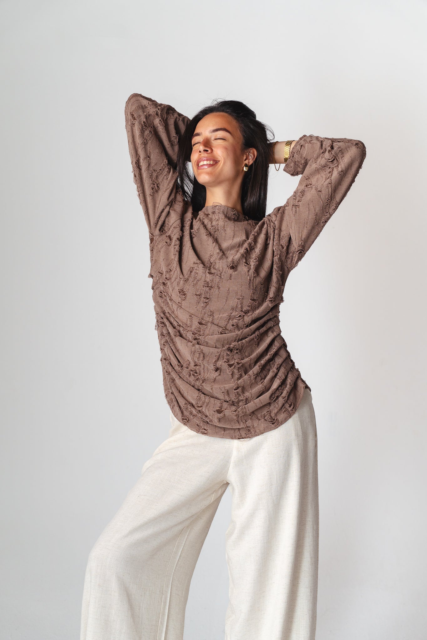 Drape brown blouse