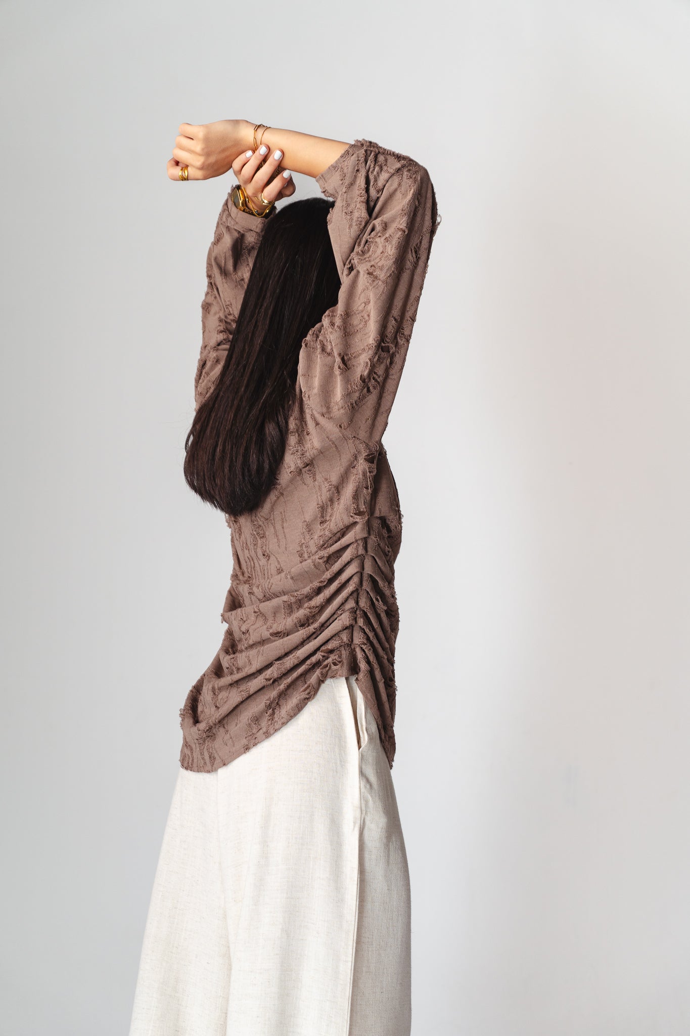 Drape brown blouse