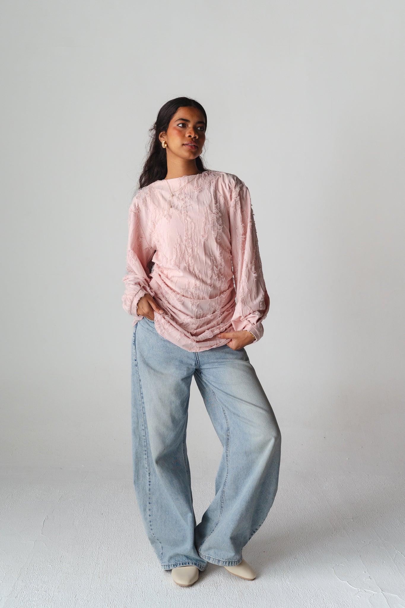 Drape pink blouse