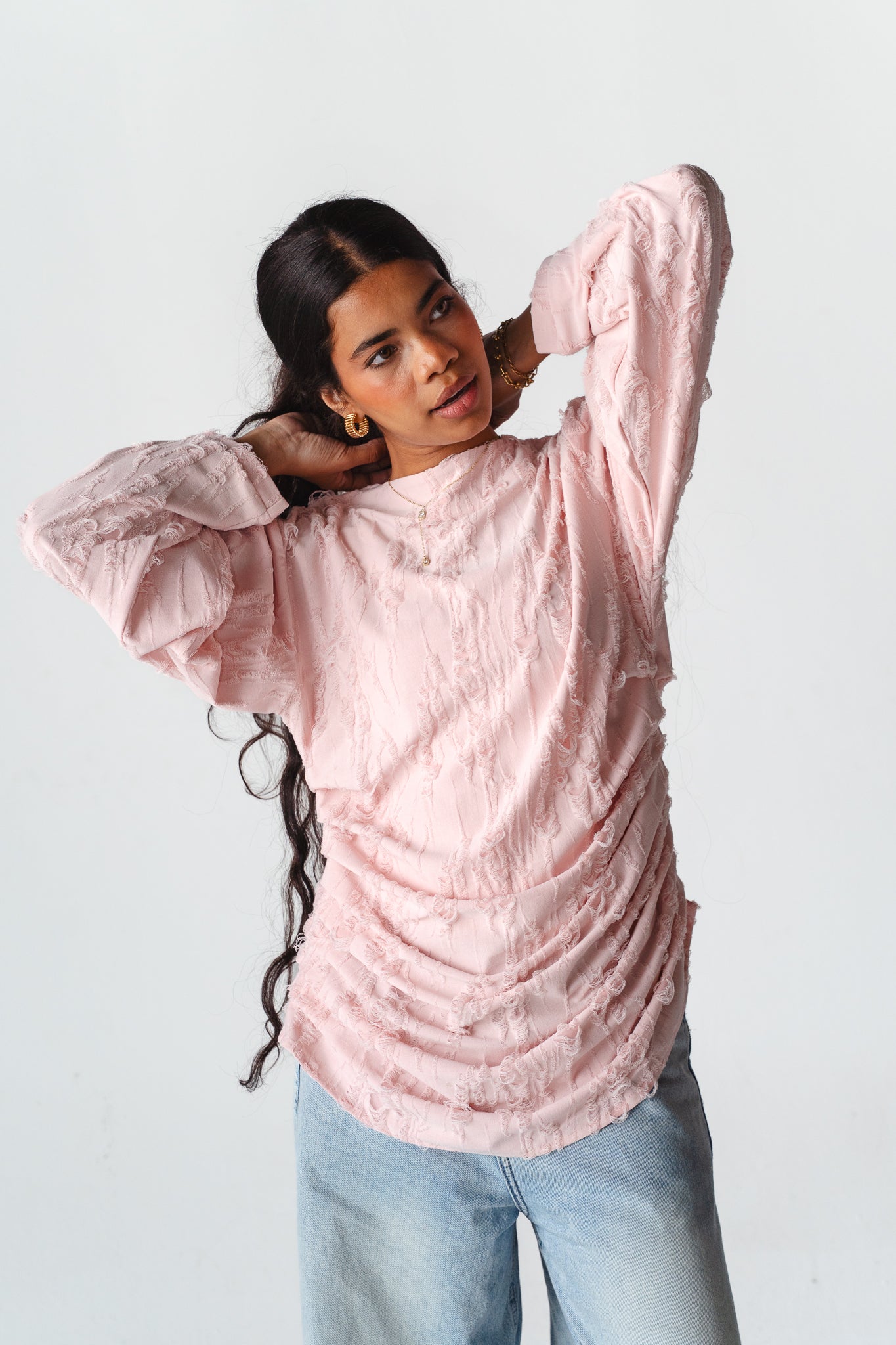 Drape pink blouse