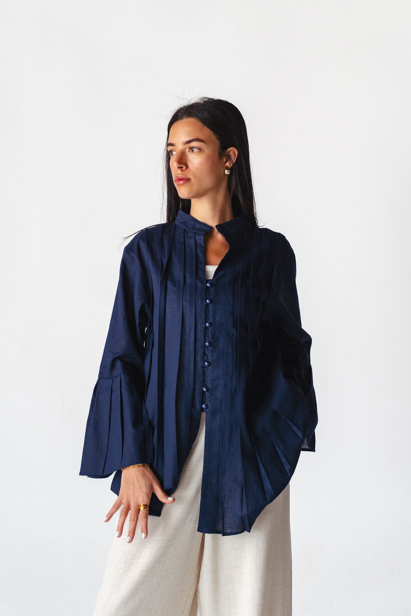 Bloom navy linen shirt