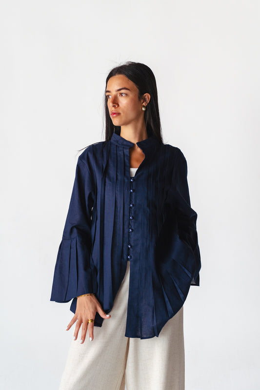 Bloom navy linen shirt