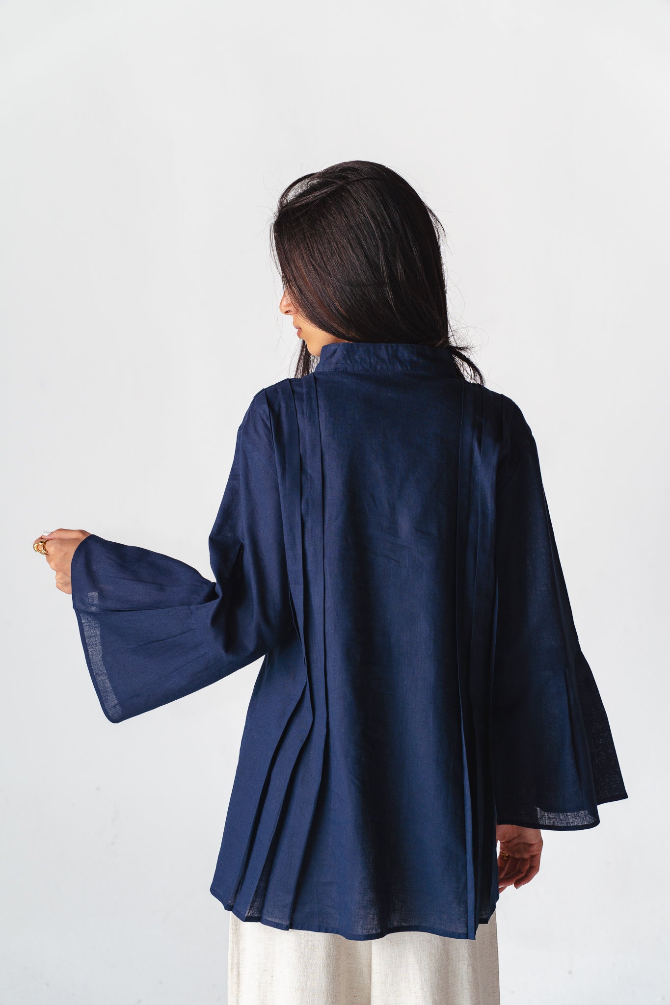 Bloom navy linen shirt