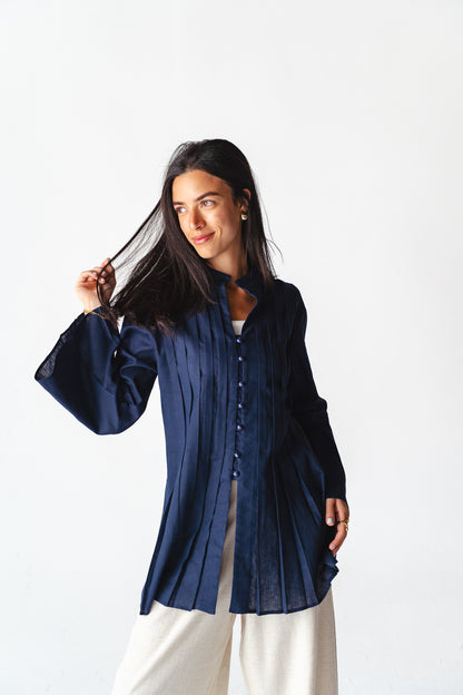 Bloom navy linen shirt