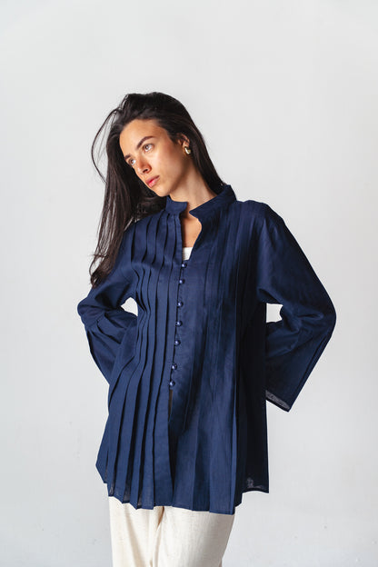 Bloom navy linen shirt